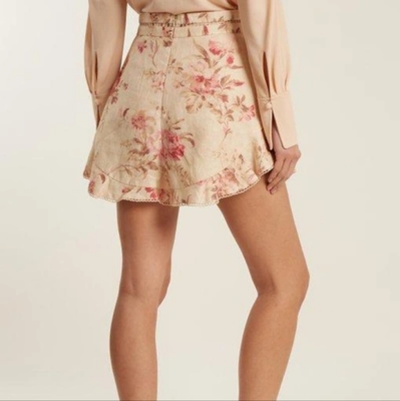 ZIMMERMAN Corsair Flutter Crochet-trimmed Floral-print Linen Short Size 2 - Picture 7 of 11